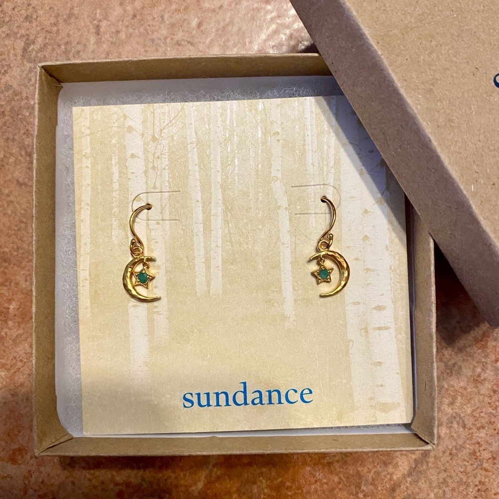 SUNDANCE Gold Plate Moon's Embrace
Birthstone Earrings May Emerald $128